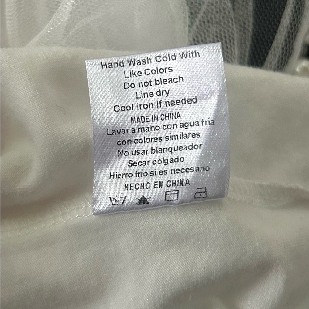 ON 12TH Empire Waist Pearl Beaded Sheer Mesh Overlay Peplum Tee Top T-Shirt Sz M - Picture 10 of 10